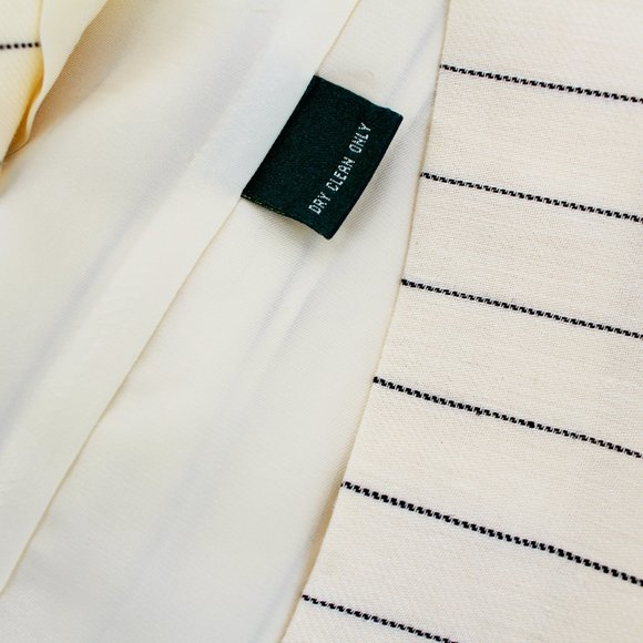 Ralph Lauren Linen Wool Straight Skirt Side Buttons Navy Cream Stripe - Picture 9 of 9